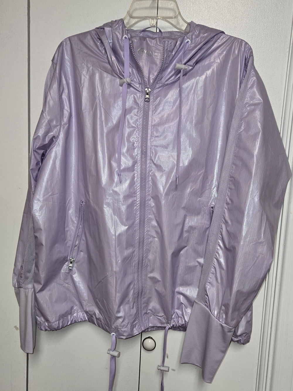 Zyia Active Lilac Jacket XL Hooded Thumbholes Lightweight Windbreaker